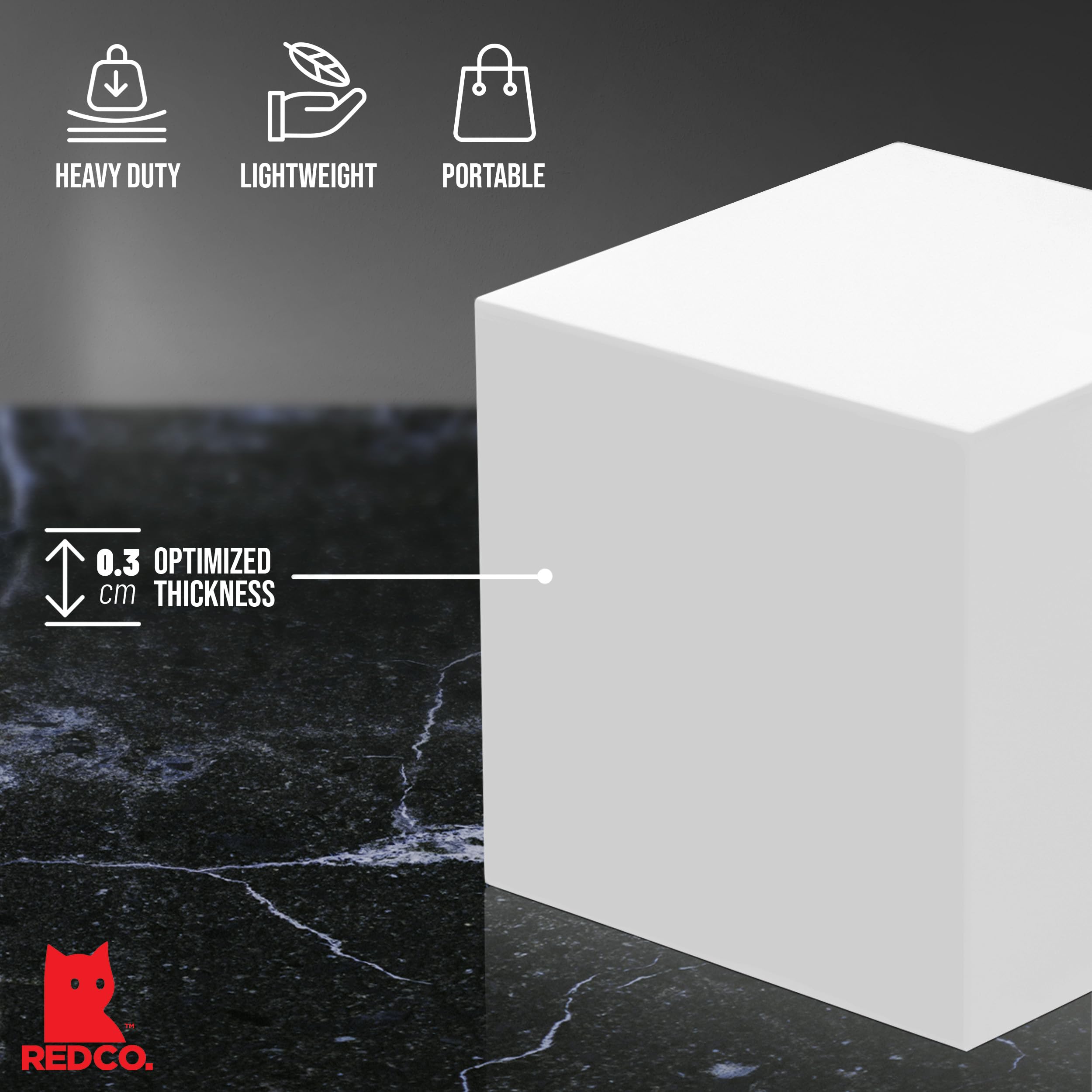 Red Co. Lot de 3 cubes en acrylique blanc brillant avec fond creux – Lot de 2