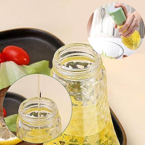 Miniatura 3 de ROSKMOS Rociador de aceite de vidrio de 8.8 fl oz para cocinar, botella rociadora de aceite de oliva verde para cocina, parrilla, ensalada,