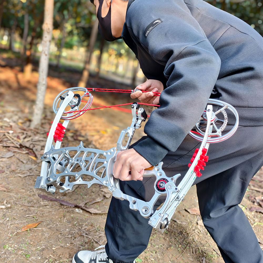 Wolfman Arco Composto Doppio UsoLavorato CNC, Regolabile 30-75 LBS, Asse Corto Ambidestro Kit Arcieria per Sfere d'Acciaio e Frecce, Caccia Pesca Tiro al Bersaglio per Adulti