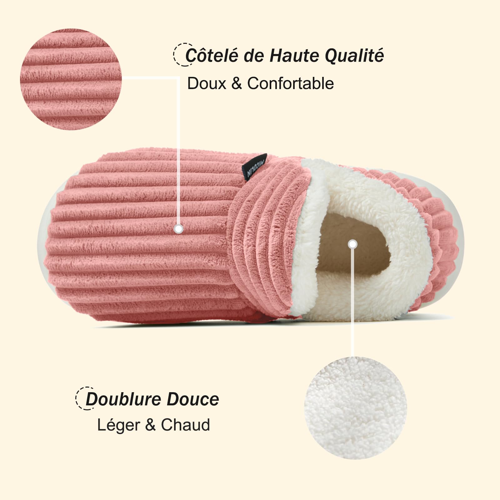 Donpapa Chaussons Femme Homme Hiver Chaud Pantoufles Confortable Fermé Peluche Fourrure Antidérapantes Mousses à Mémoire Intérieur et Extérieur