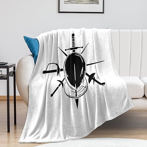 Miniatura 7 de Manta estampada de esgrima, suave, ligera, de franela de lujo, 40 x 50 pulgadas, 50 x 60 pulgadas, 60 x 80 pulgadas