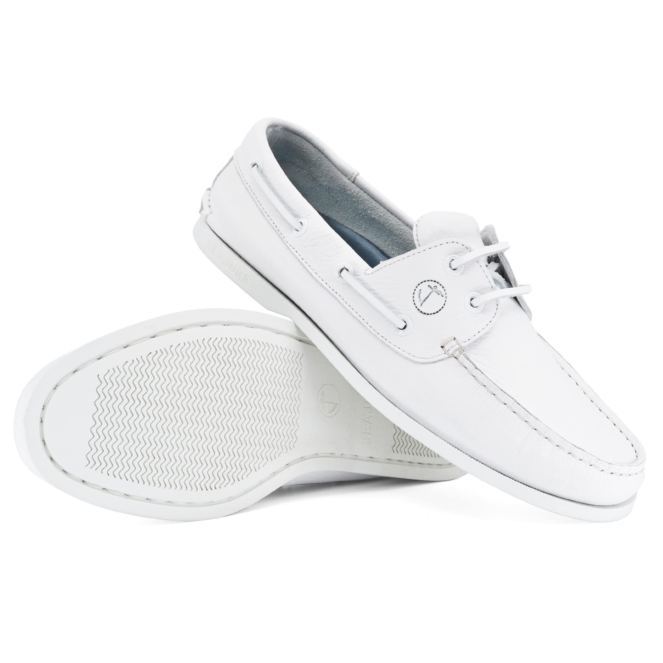 Seajure Chaussures Bateau pour Femme Knude Blanc Leather