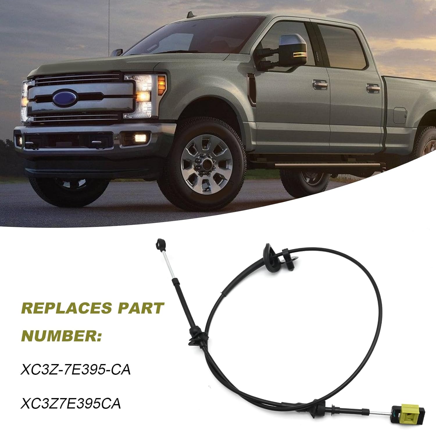 XC3Z-7E395-CA Automatic Transmission Shift Cable, Replacement for Ford Series 250 350 450 550 1999-2004 Super Duty Excursion 5.4L 6.0L 7.3L V8 Diesel, Replaces XC3Z7E395CA