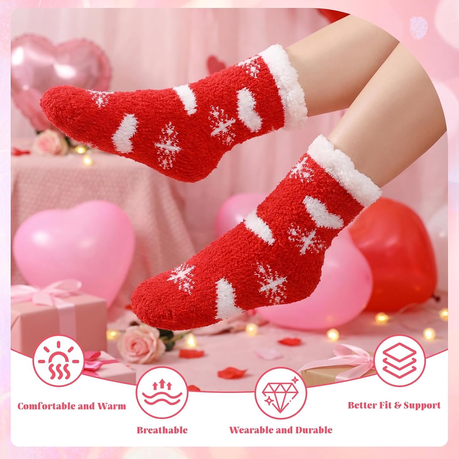 Fuzzy Socks for Women - 5 Pairs Cozy Slipper Socks
