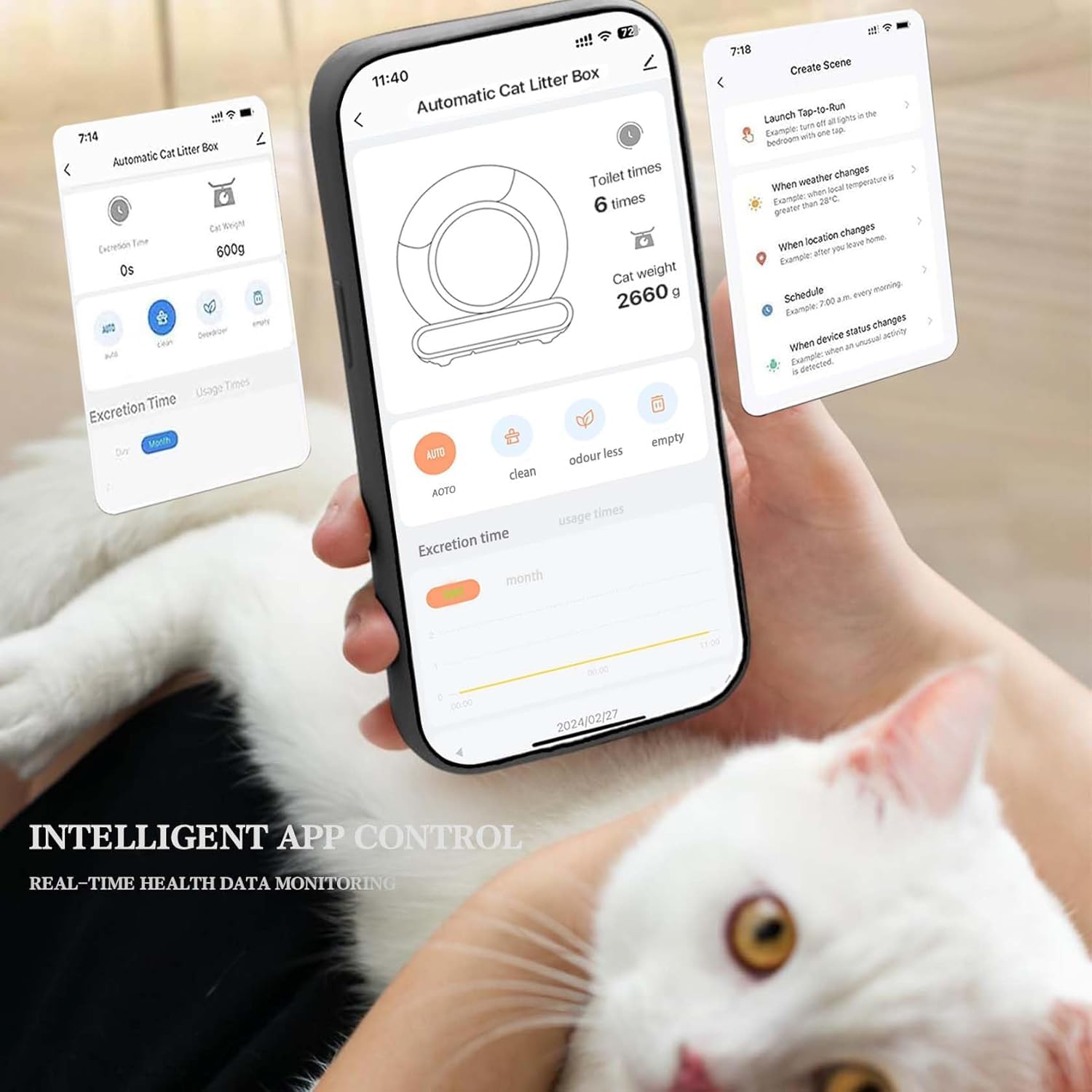 Lettiera Gatto Autopulente, Lettiera Automatica per Gatti, Capacità 65 Litri + 9 Litri, Rimozione Efficiente Degli Odori Sgradevoli, Controllo app, Lettiera Gatto Automatica Più Gatti