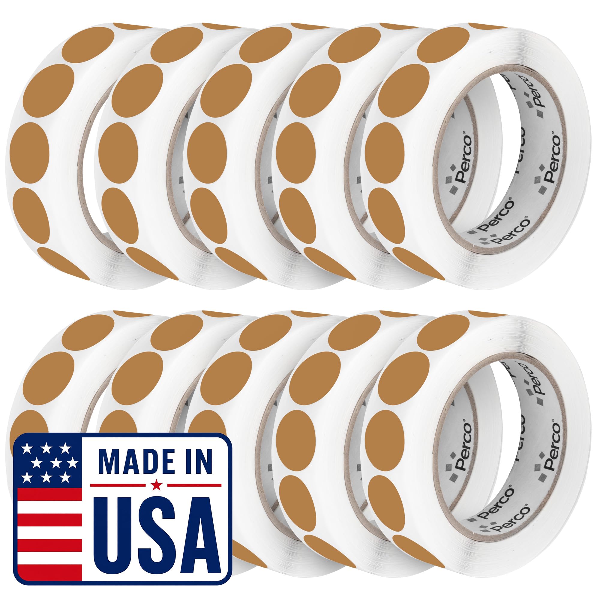 Perco Kraft Brown Perforated Round Circle Dot Sticker 1-Inch Labels — 10 Rolls, 10,000 Stickers - Natural Rustic Labels for Handmade Products, Pricing &amp; Packaging - Made in USA