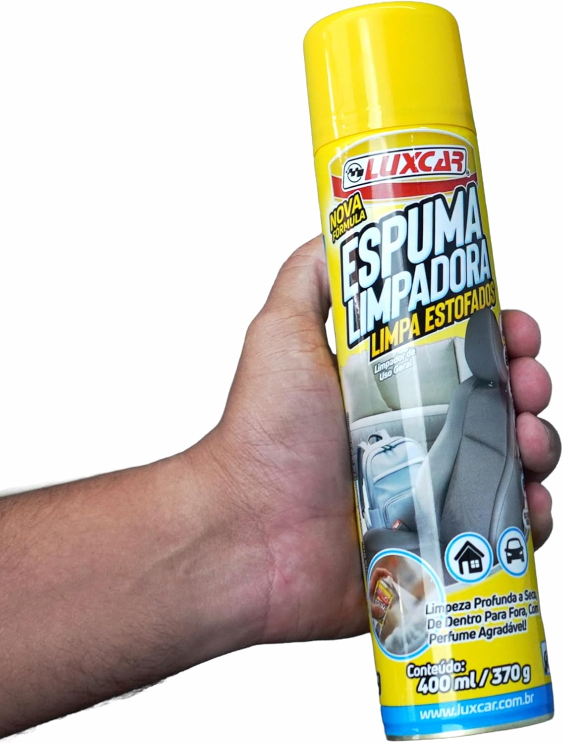 Luxcar Espuma Limpadora para Estofados 400 ml – Limpeza Profunda de Dentro para Fora