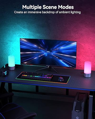 Touch Bedside Table Lamp, [Sleek Design & RGB Mode] 3 Way Dimmable Small Lamp for Bedroom, LED Lamp with Warm White Lights, Multi-Color Smart Nightstand Lamp for for Living Room Home Gifts(Gray)