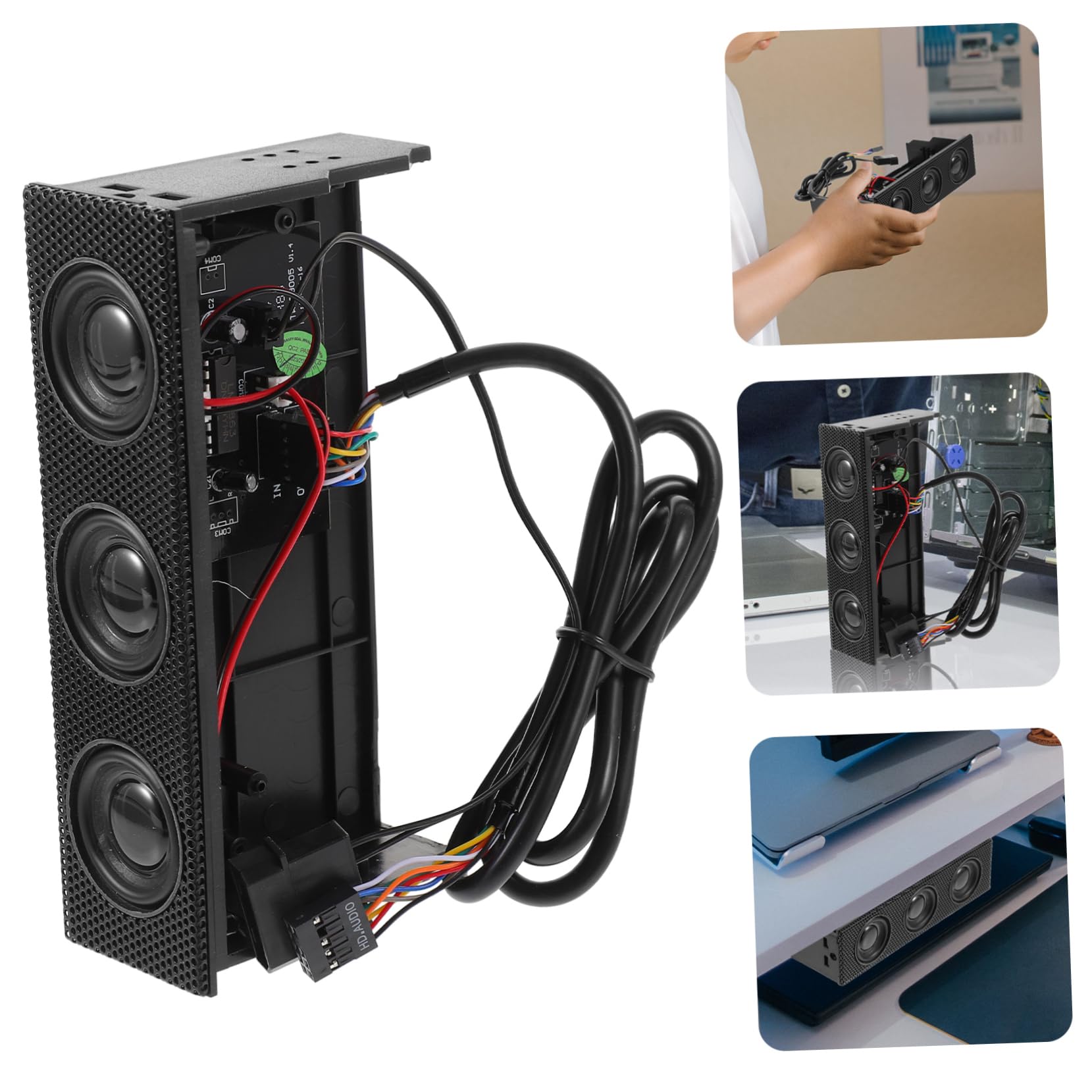 NUOBESTY Front Panel Stereo Speaker Surround Sound for Computer Cases Optical Drive Slots Easy Installation and Multi-Device Compatibility