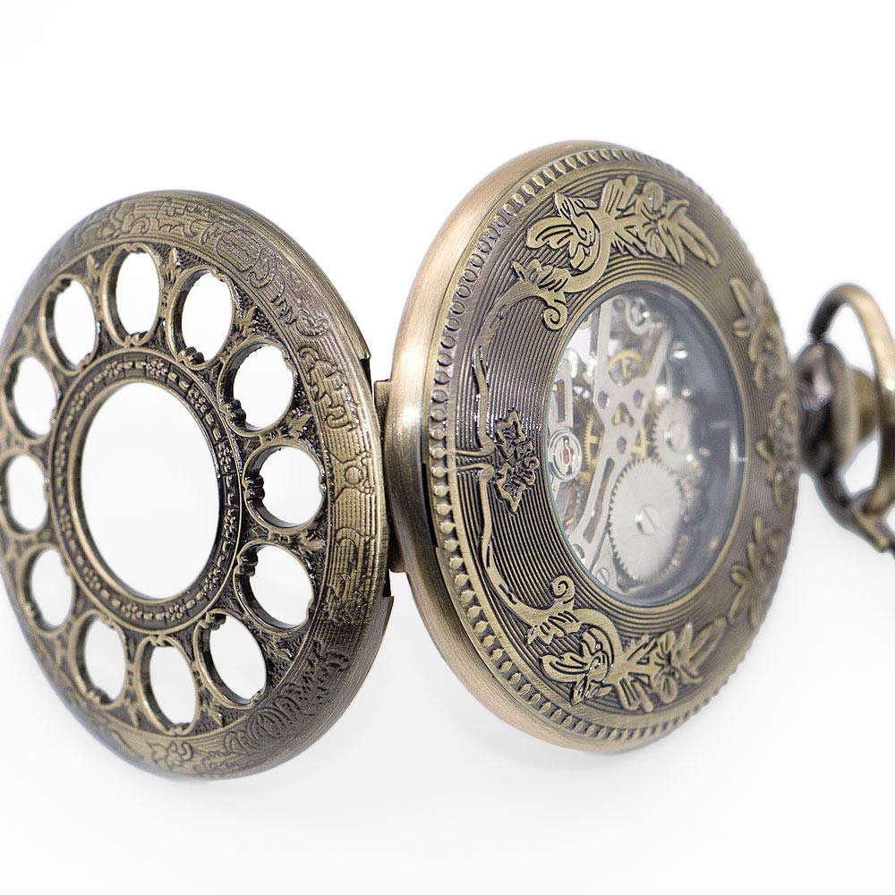 Pocket Watch einzigartige Sonnenblume Hollow Design Mechanische Taschenuhr Männliche Uhr Retro Skelett Hand Wind Fob Uhren