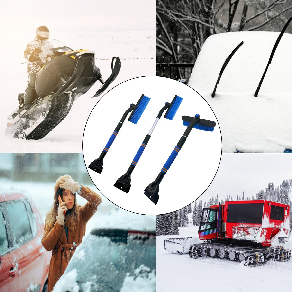 Cepillo de Nieve del Coche,Cepillo de Nieve con raspador de Hielo,Cepillo de Nieve Desmontable,Cepillo para Quitar Nieve,Cepillo de Nieve Extensible y Rascador de Hielo para Coche (Negro)