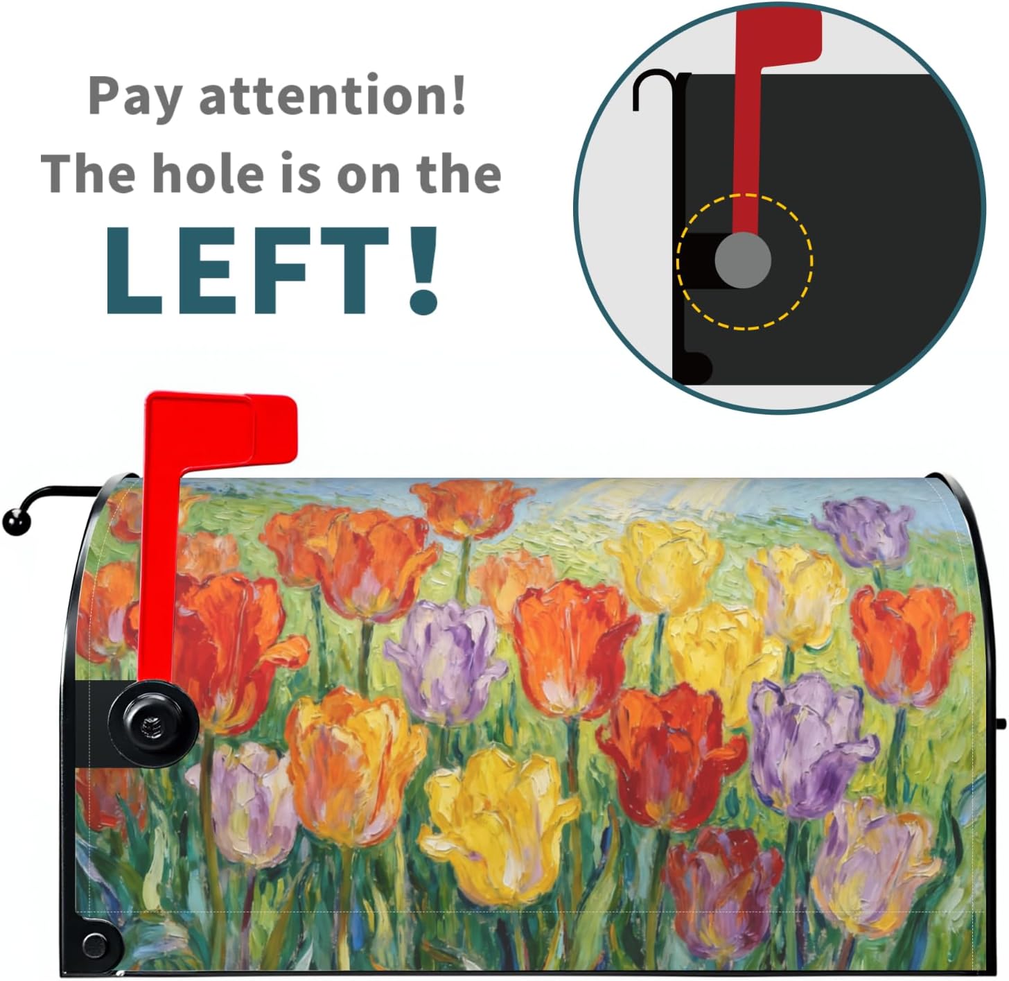 Tulip Floral Large Mailbox Covers Magnetic Oversized Green Orange Red Yellow Purple Flower Spring Summer Theme Seasonal Outdoor Decorative Letter Box Cases for Home Garden Outside Decor, 25.5x21 Inch image 3