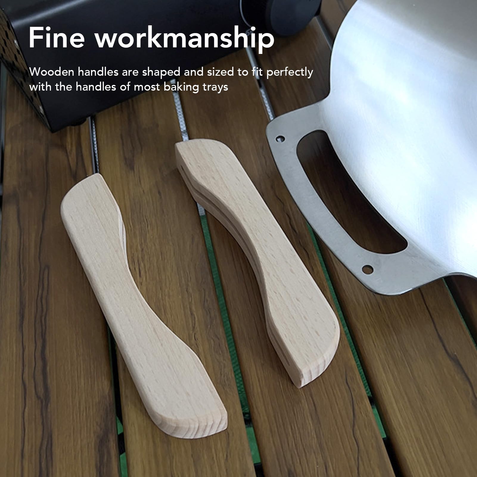 XHTLLO 2pcs Wooden Grill Pan Handle Holder, Heat-Resistant Hot Pan Handle Cover, Beech Material