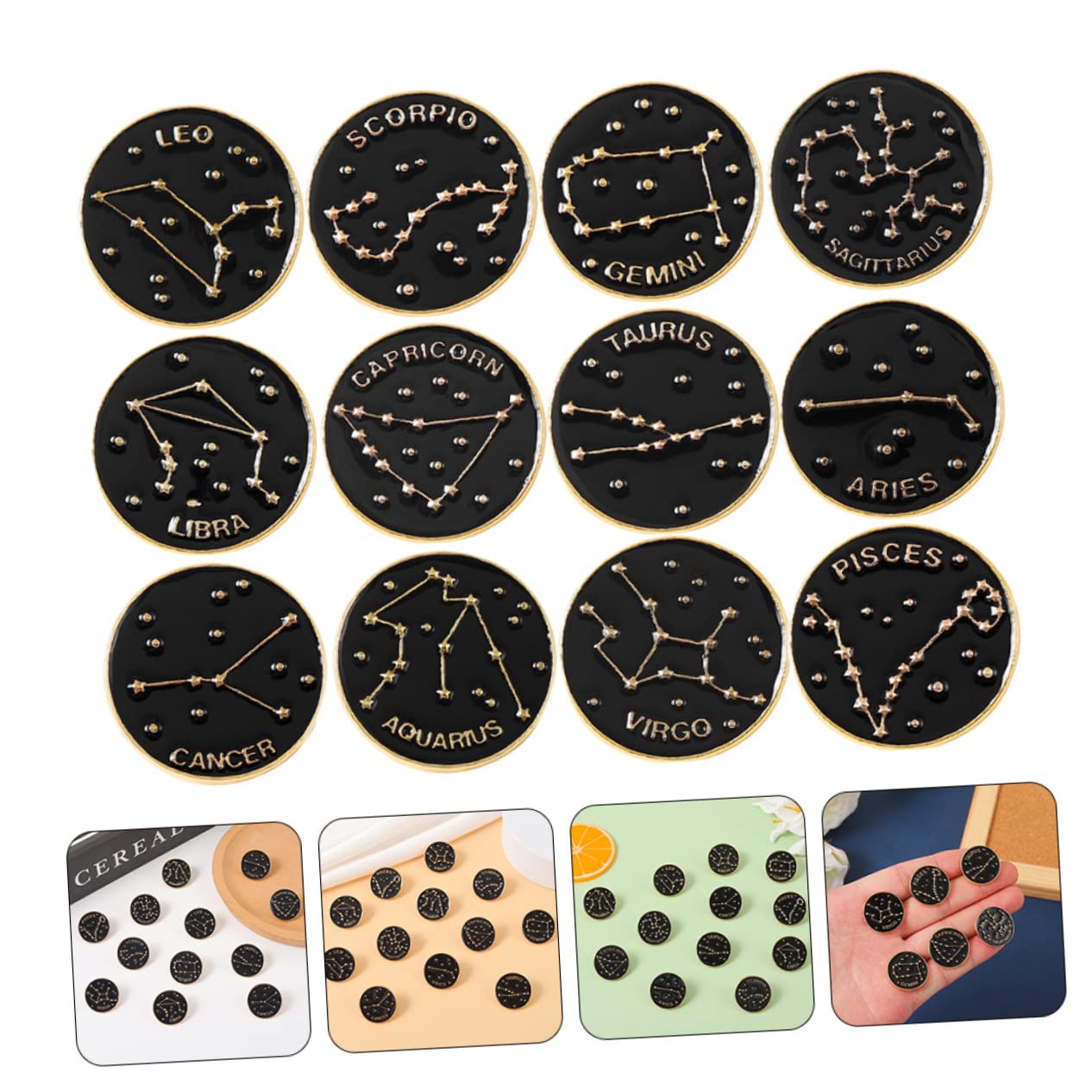 60stücke Teiliges Set Von Zodiac Emaille Broschen Dekorative Anstecker Für Kleidung Taschen Und Hüte Stilvolle Accessoires Für Fans Der Astrologie