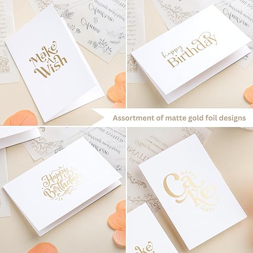 Miniatura 4 de Paper Play Paquete de 20 tarjetas de cumpleaños surtidas, 4 tarjetas de cumpleaños con diseños de lámina dorada mate, 4 x 6 pulgadas, notas de