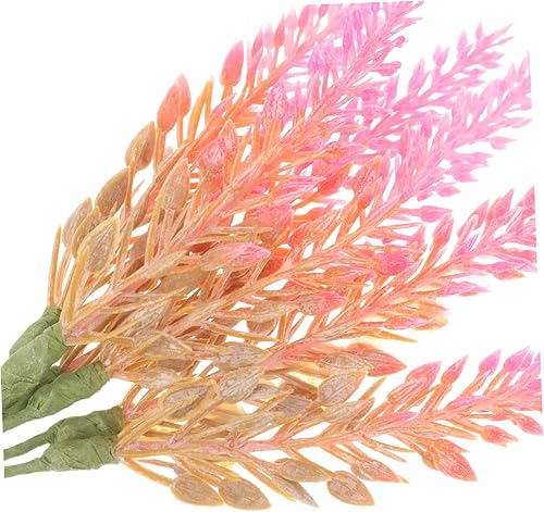 Miniatura 8 de Happyyami 6 piezas de césped de plástico simulado, tallos de vegetación sintética para boda, arreglo floral sintético para jarrón, arbustos