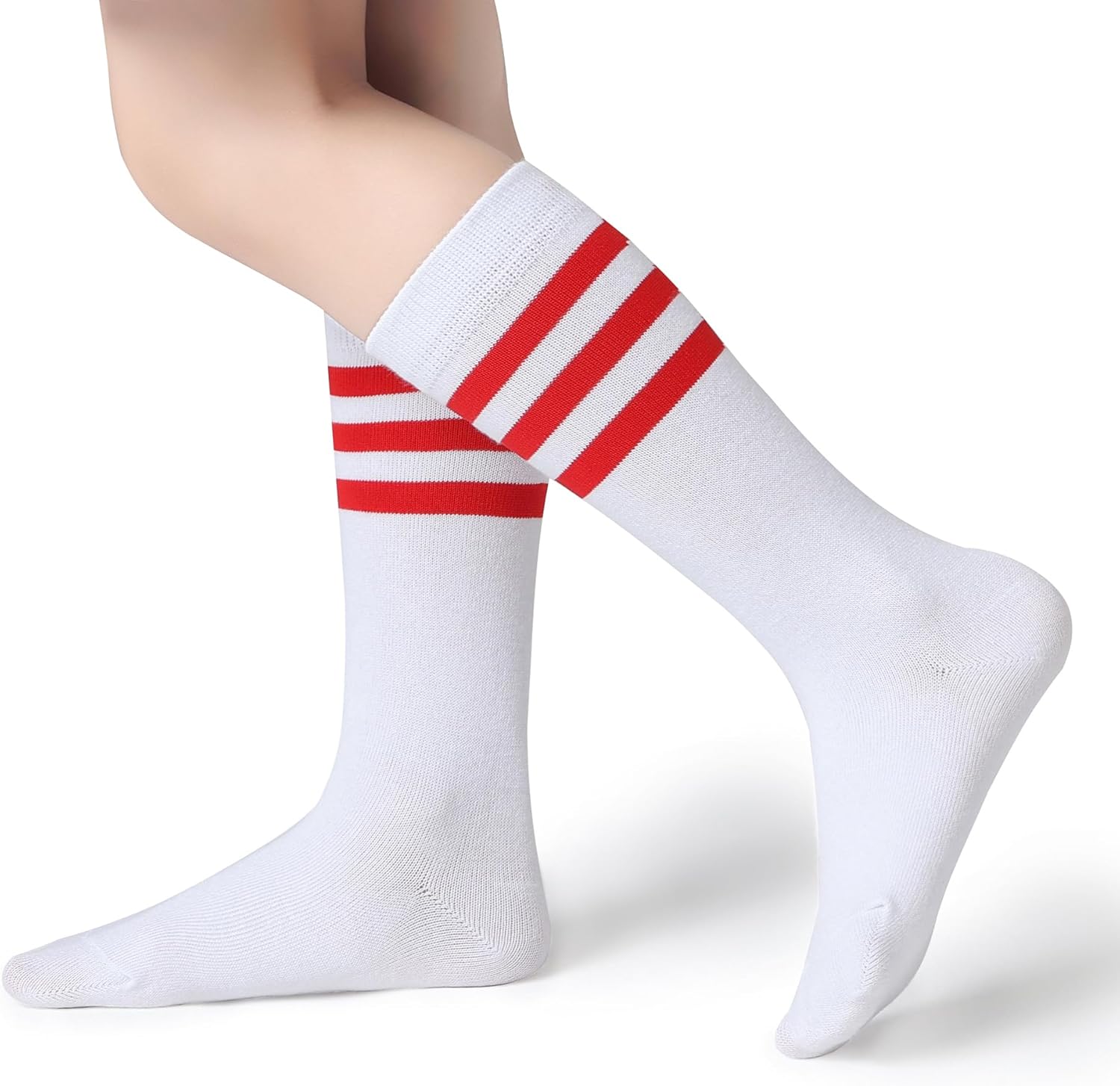 Pareberry Boys Girls Over the Calf Striped Tube Socks Cotton Soft Retro Athletics No Heel Socks for Kids 5-14 Years - Image 2