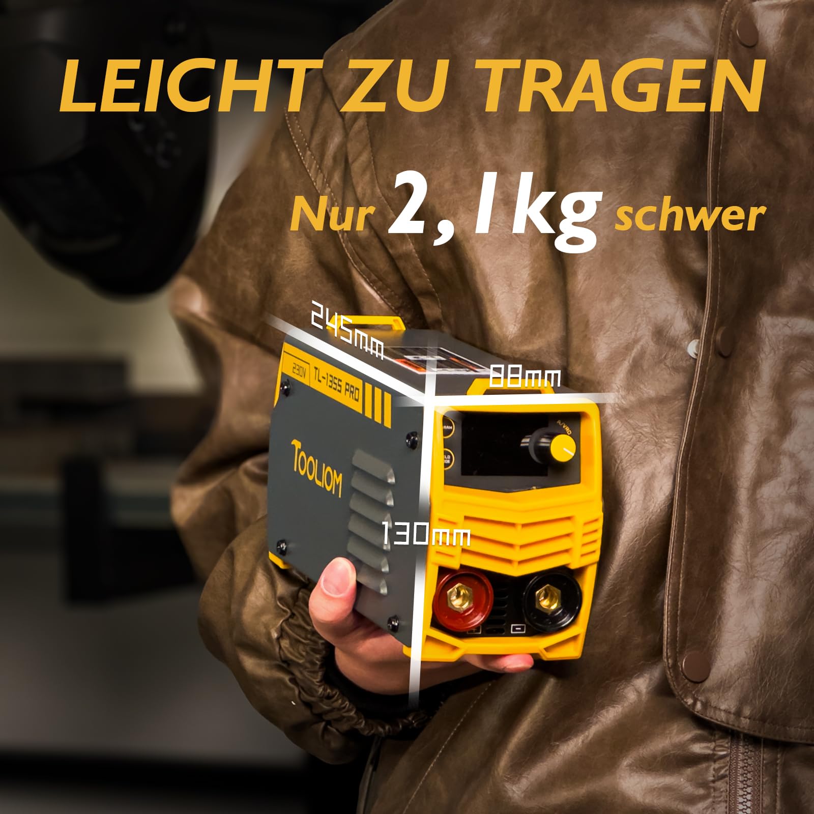 TOOLIOM 135 Ampere 230Volt Schweißgerät, MMA Stick Schweißgerät, Gleichstrom Wechselrichter, Schweißgerät mit Hot Start, Arcforce und Anti-Stick, Tragbares Schweißgerät