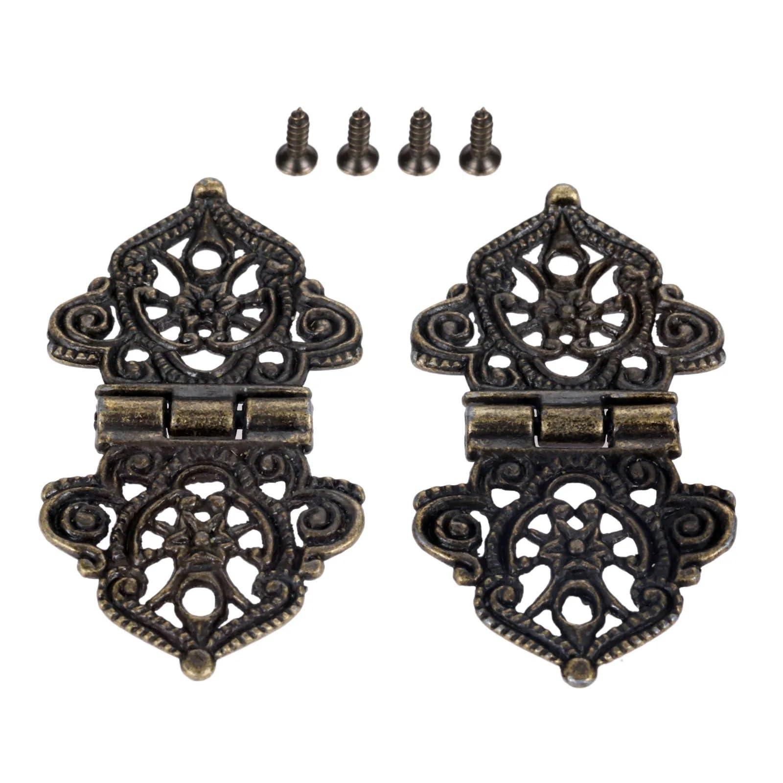 Charnières décoratives pour porte d'armoire et meuble ancien bronze 53 x 28 mm x10