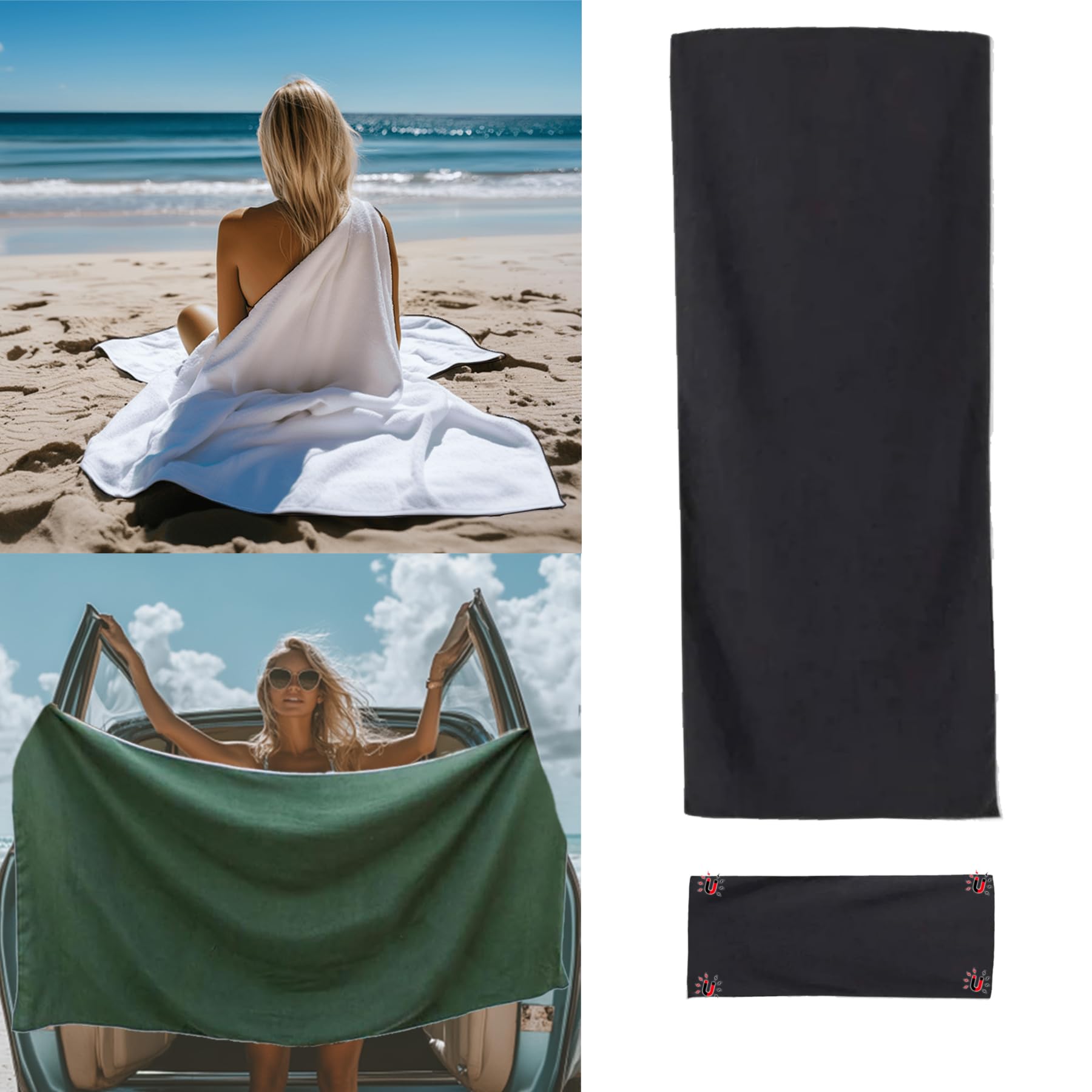 Magnetic Bath Towel, Outdoor Quick-Dry Sand-Resistant Beach Towel, 75