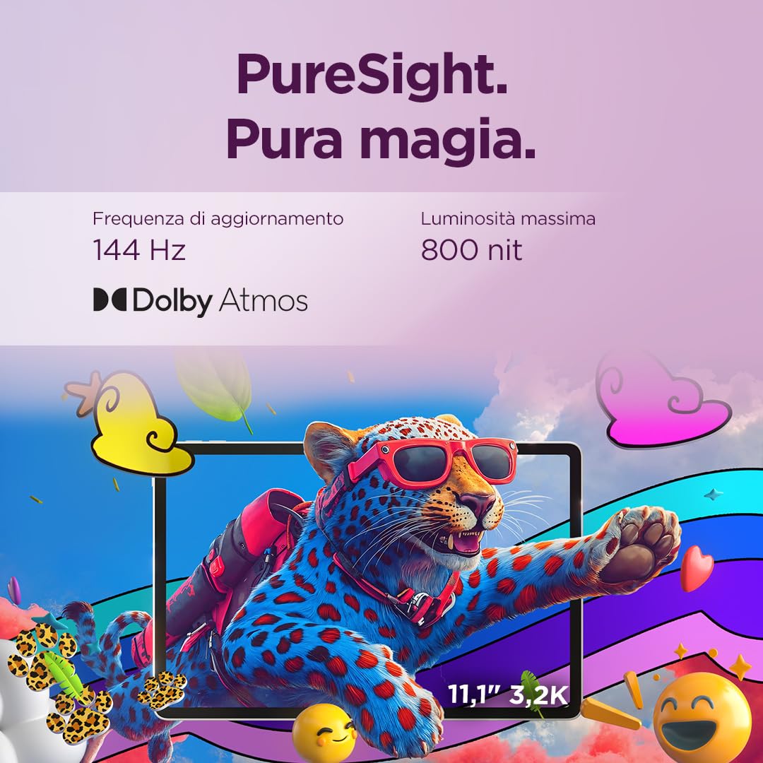 Lenovo Yoga Tab 11.1” Tablet Android 3.2K 144Hz con Penna Inclusa, Snapdragon 8 Gen 3, 8GB RAM 256GB, Ideale per Studio, Appunti, Disegno e Multitasking - Seashell