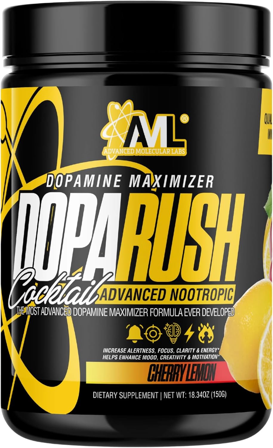 AML - Dopa Rush Powder, Supports Healthy Dopamine for Alertness, Focus & Energy Supplement, Rainbow Punch, 5.29 oz (30 Servings)