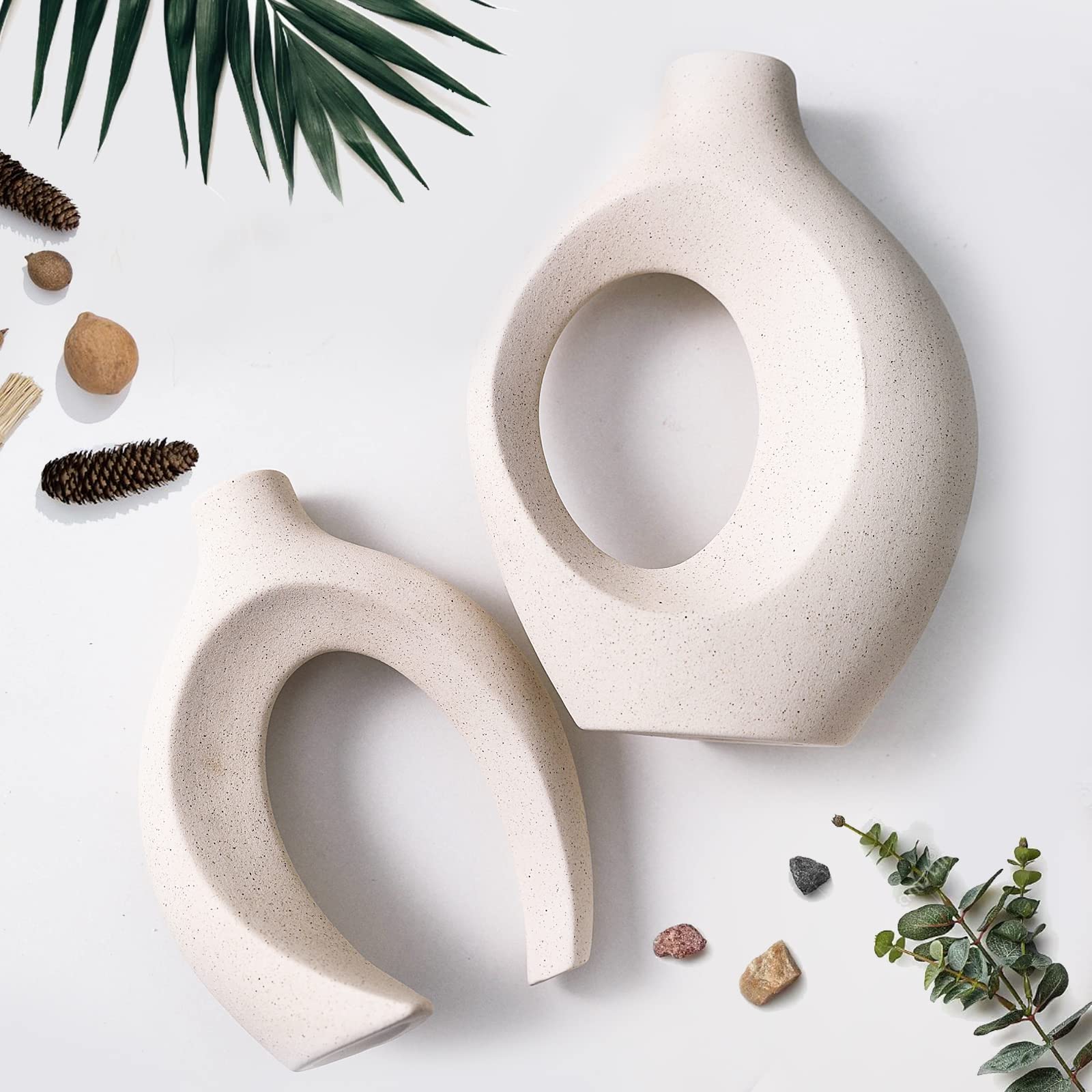 SUKIYPO Keramische vaas, beige, moderne boho-vazen