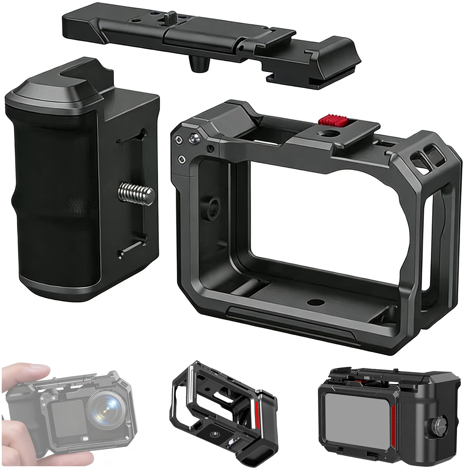 Cámara Empuñadura para dji Osmo Action 6, Empuñadura metálica Xplorer Jaula Protectora Cámara Estructura metálica Jaula Expansión Soporte Disparo Mango Accesorios para dji Osmo Action 6