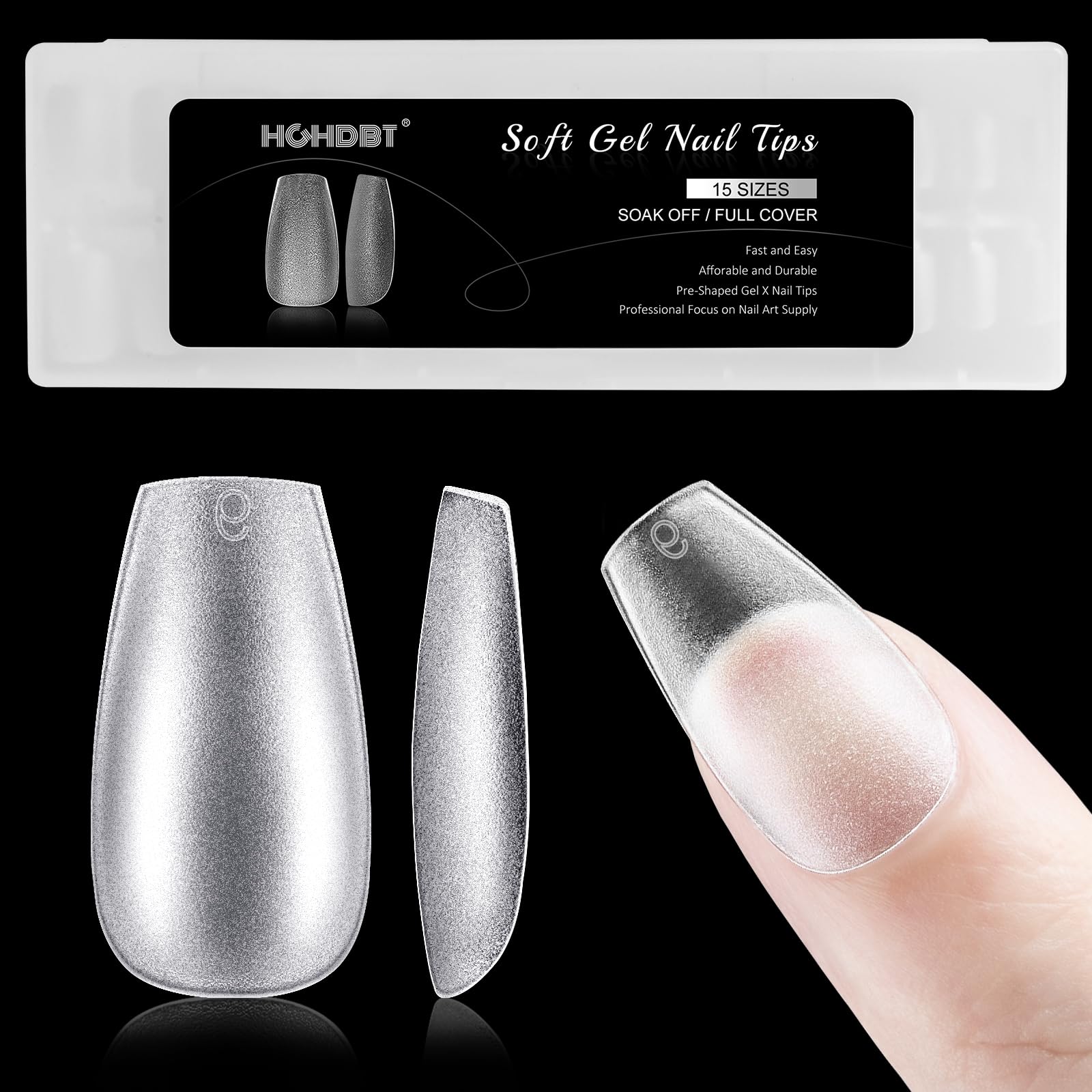 Short Coffin Nail Tips - 300pcs Upgraded Matte Soft Gel X Full Cover Acrylic False Nails - 15 Sizes Fake Nail Extension Supplies