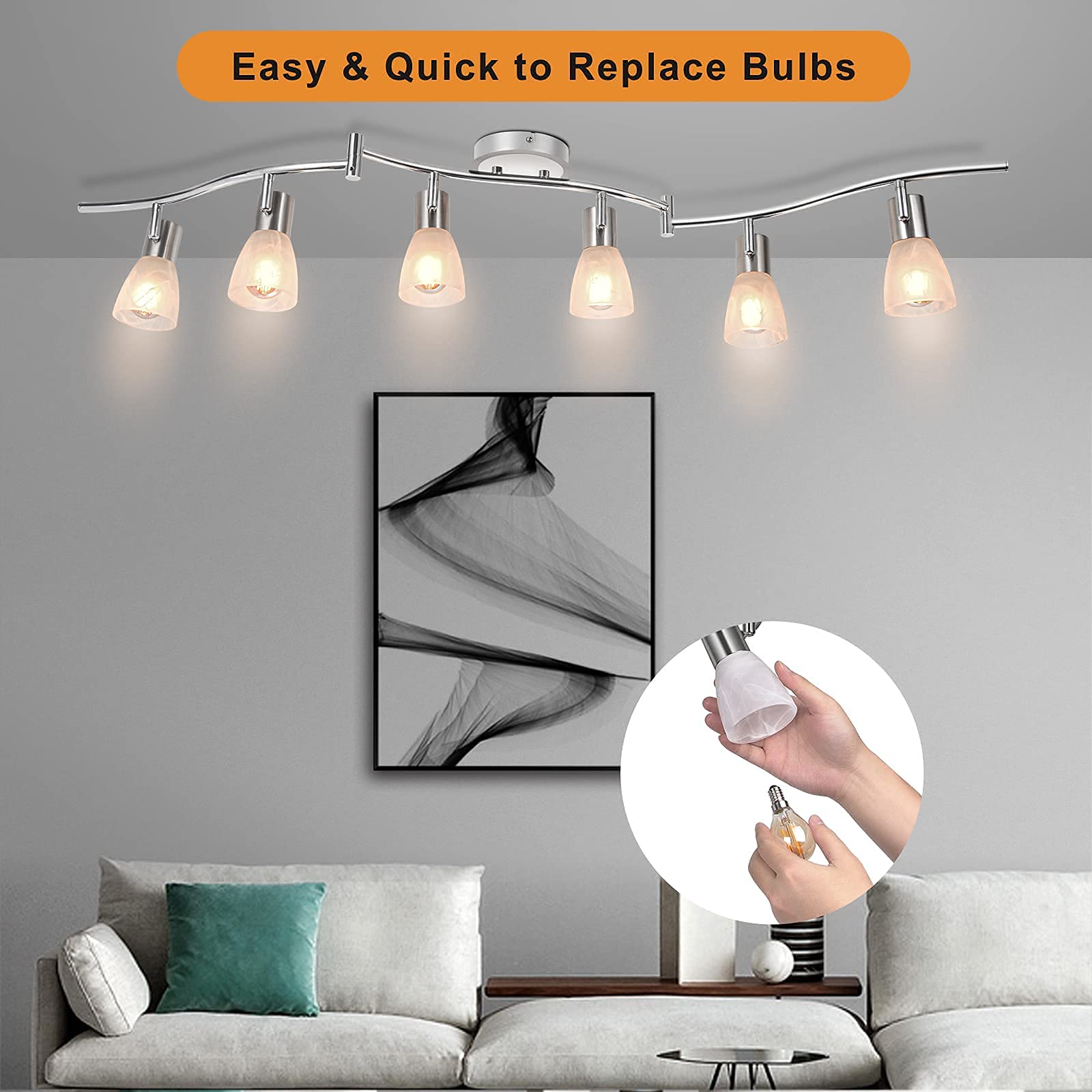 6 Flammig Deckenstrahler E14 LED Deckenleuchte Schwenkbar Modern Deckenlampe 230V 35W Wohnzimmer Schlafzimmer Ohne Leuchtmittel