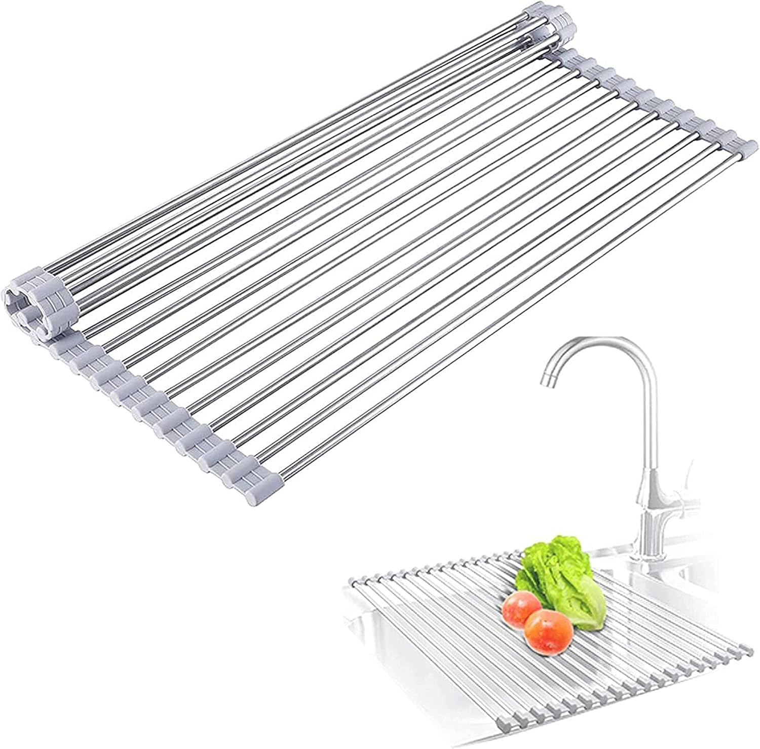 Roll Up Dish Drying Rack, Deecam Kitchen Foldable Sink Rack Mat