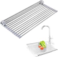 Vista 1 de Deecam Escurridor de platos enrollable, escurridor de platos de cocina sobre el fregadero, tapete resistente al calor con silicona antideslizante