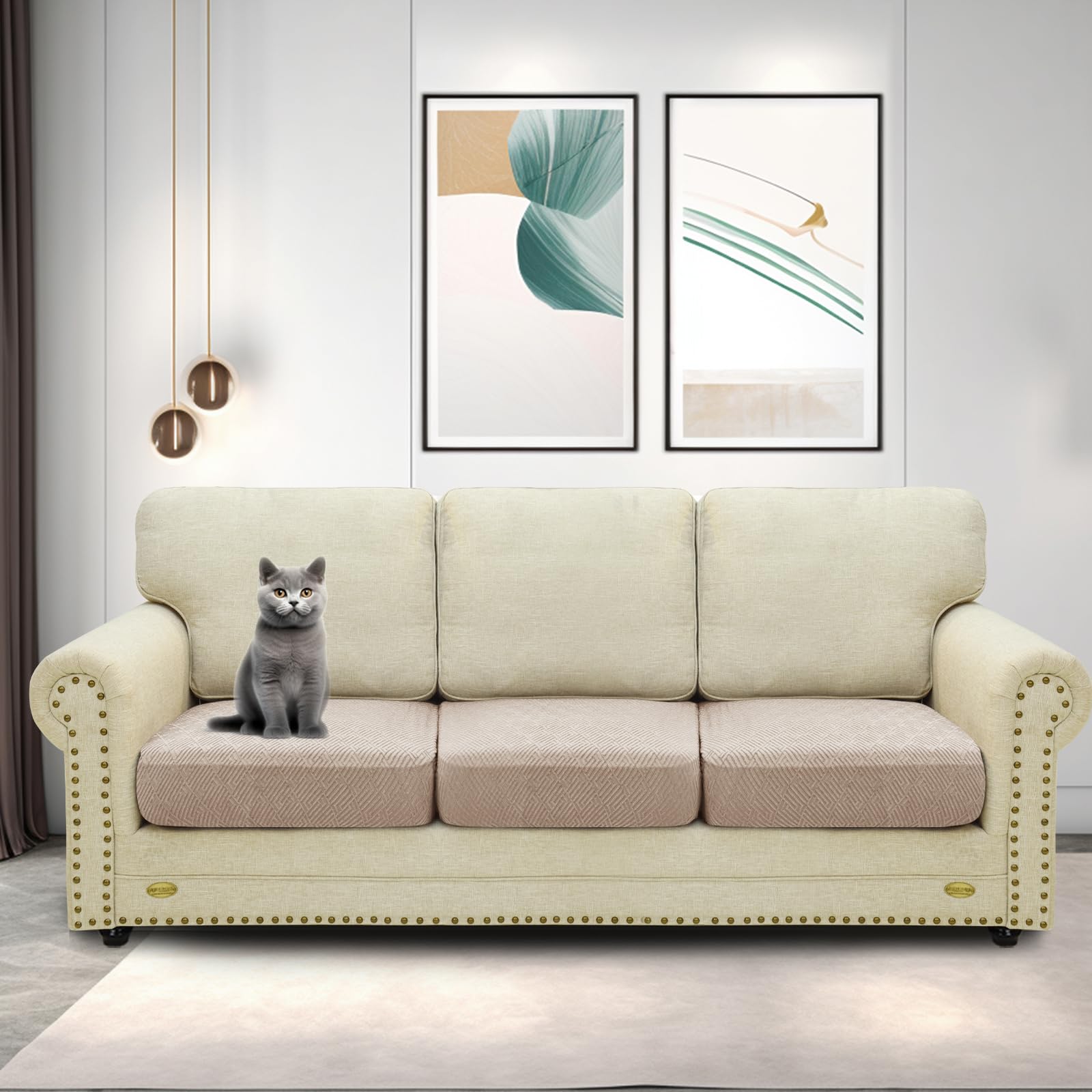 CHELZEN Stretch Sofa Seat Cushion Cover, Fitted Sofa Cushion Slipcovers, Couch Cushion Covers - Image 2
