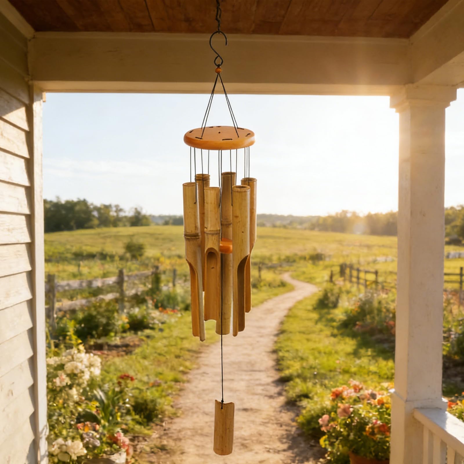 Amazon.co.jp: Bamboo Wind Chime Outdoor Wooden Music Wind Chimes