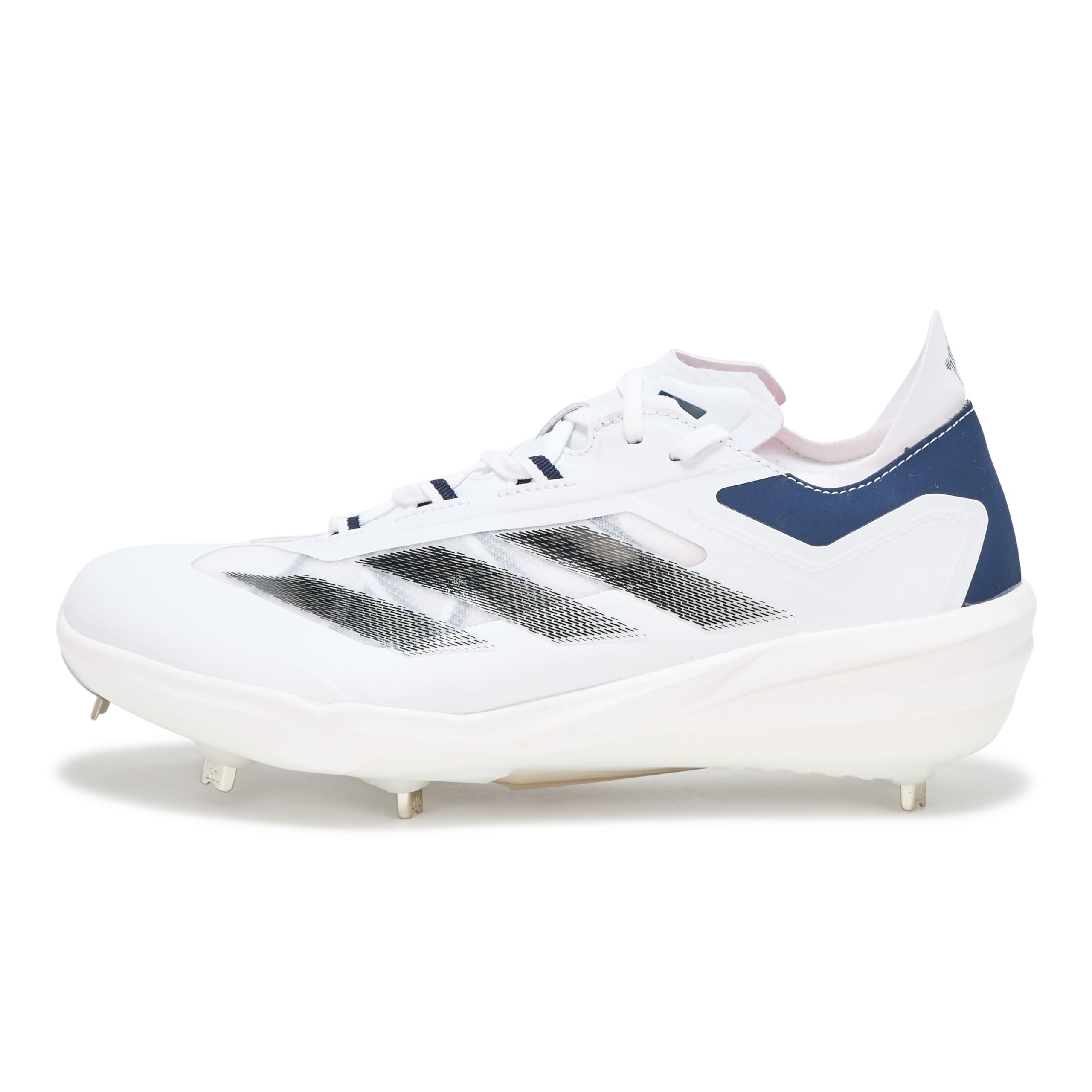 adidas Men's Adizero Impact Baseball Sneaker, White/Black/Team Navy Blue, 8.5