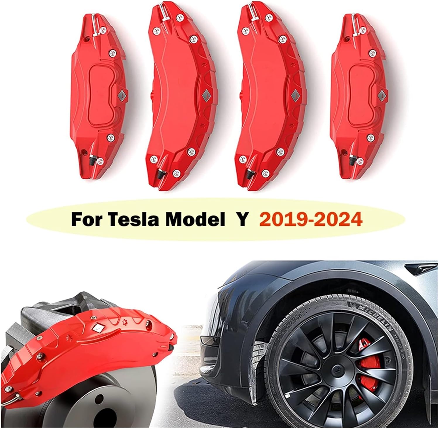 18 19 Inch Wheel Hub Brake Caliper Cover，Compatible For Tesla Model Y 2019-2024(Pink)