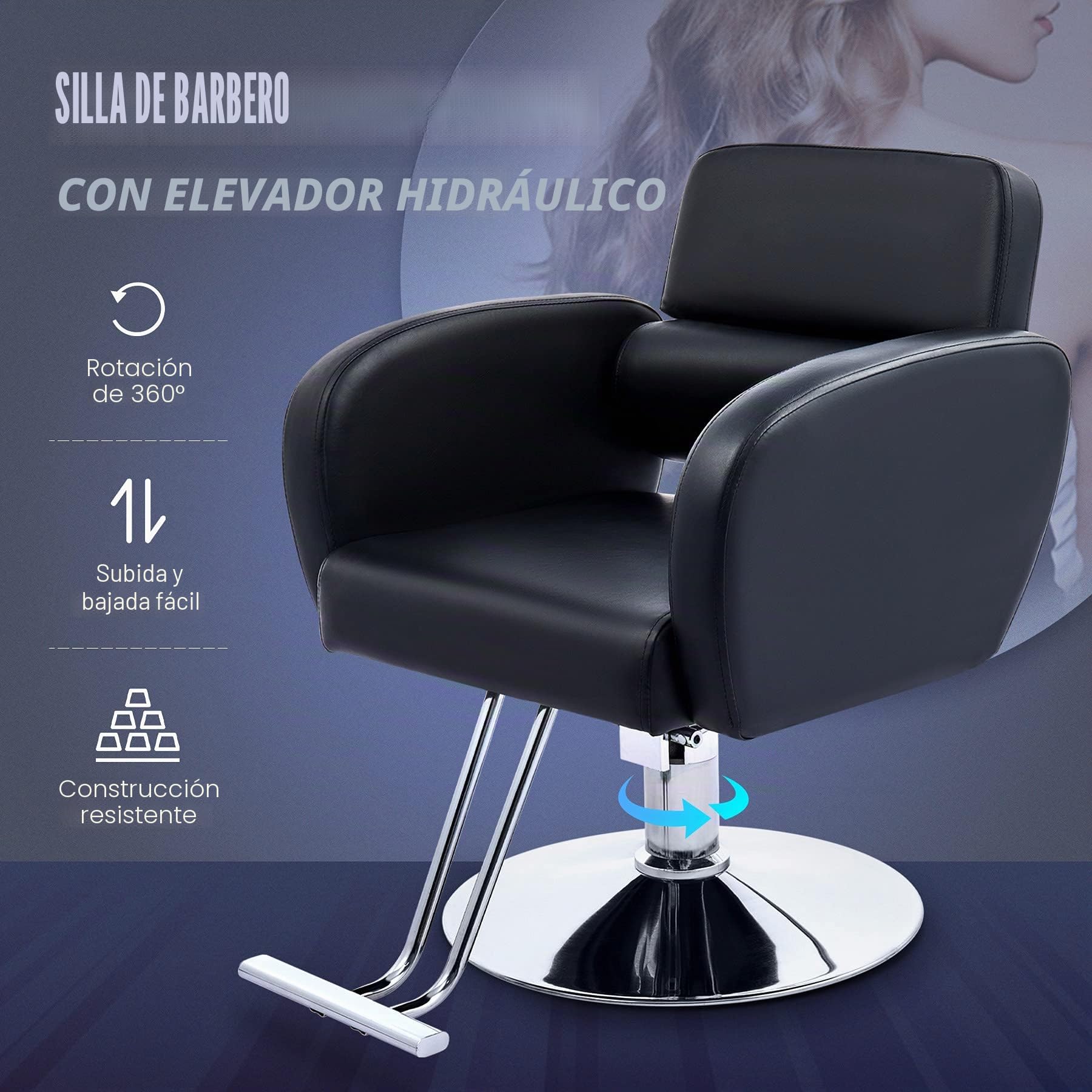 CO-Z Silla de Peluquería Reclinable con Reposacabezas y Reposapiés Sillón de Peluquería Giratoira de Altura Ajustable Silla de Barbero de Alta Resistencia para Salón de Belleza | Sillón de Peluquería Giratoira de Altura Ajustable Silla de Barbero de Alta