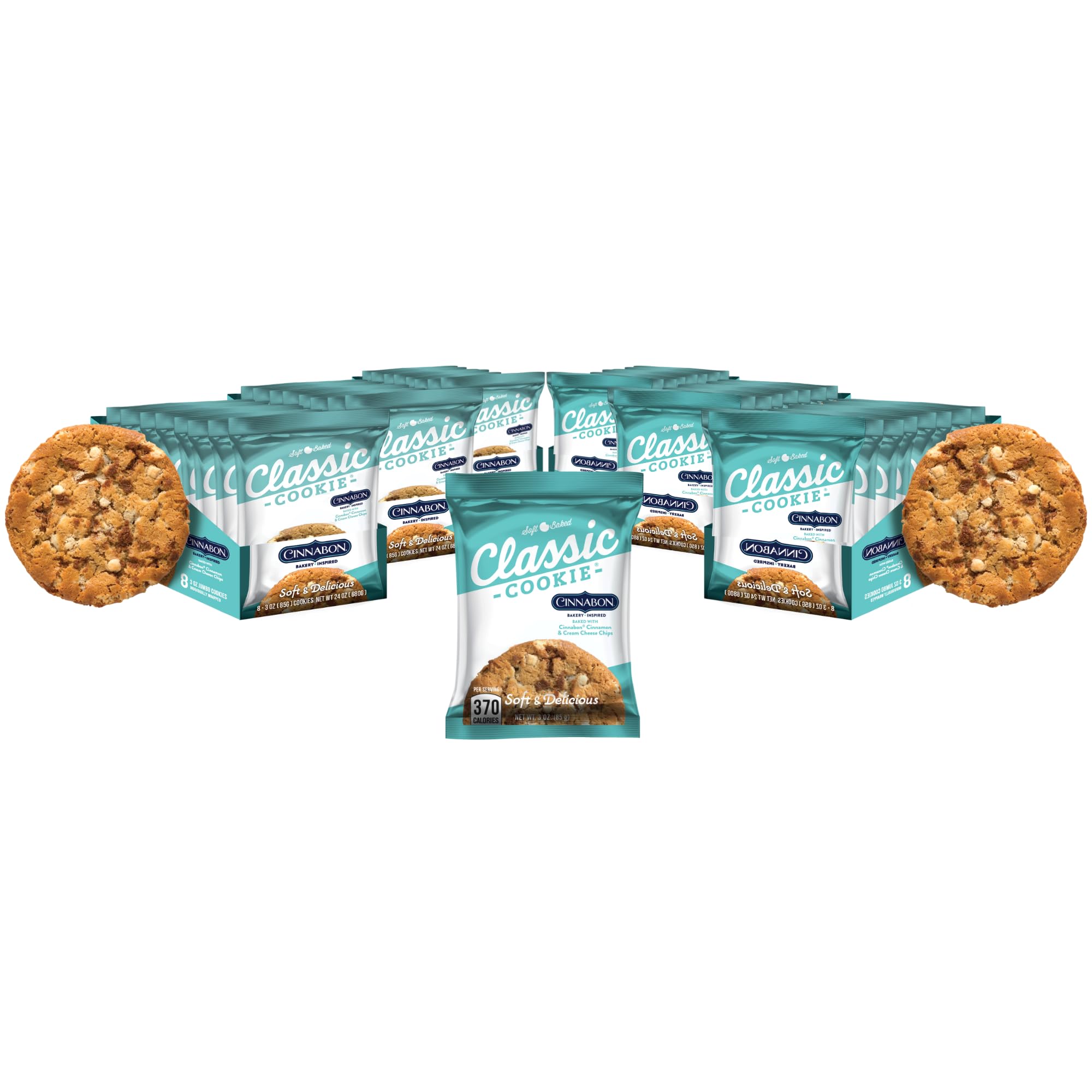 Classic Cookie Soft Baked Cinnabon® Cookies made with Cinnamon and Cream Cheese Chips, 6 Boxes, 48 Individually Wrapped Cookies