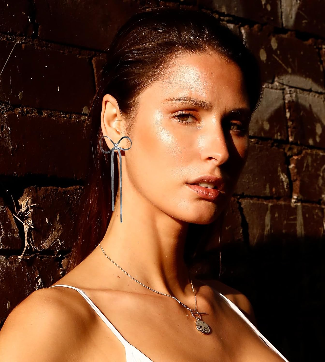 Bow Drop Dangle Earrings for Women, Long Tassel Chain Earrings Wedding Statement Earrings - Image 5