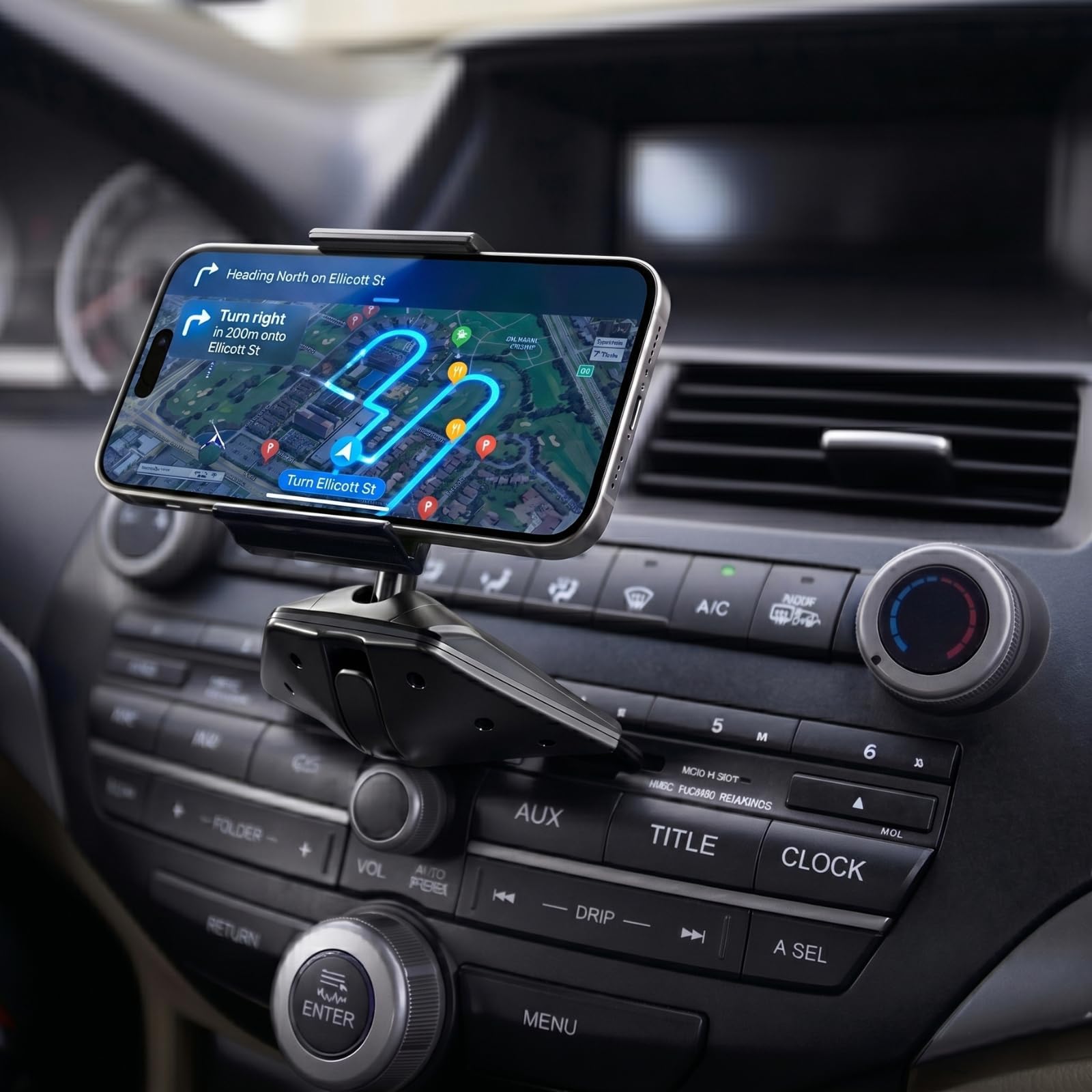 CD Slot Car Phone Holder, Secure Sat Nav Cradle for Daily Commuters & Road Trips, Heavy Duty CD Player Mount, Thick Case Friendly, Compatible with iPhone 16 15 Pro Max, Samsung & All Phones