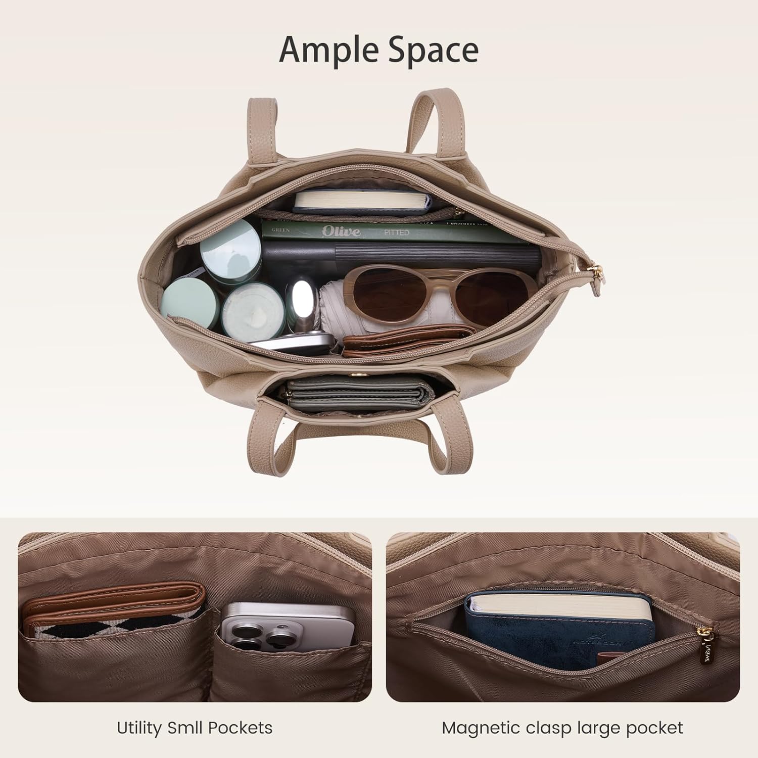 LOVEVOOK Shoulder Bag for Women - Vintage-Style Top Handle Shoulder Bag,Faux Leather Small Purse for Women with Zipper - Image 4