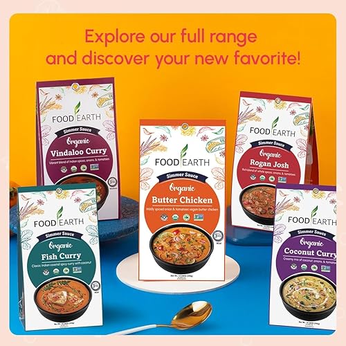 Miniatura 6 de Food Earth Salsa india a fuego lento - Tikka Masala - Orgánica, vegana, sin gluten, sin OMG - Salsa de cocina para microondas - 12 bolsas (5.29 oz