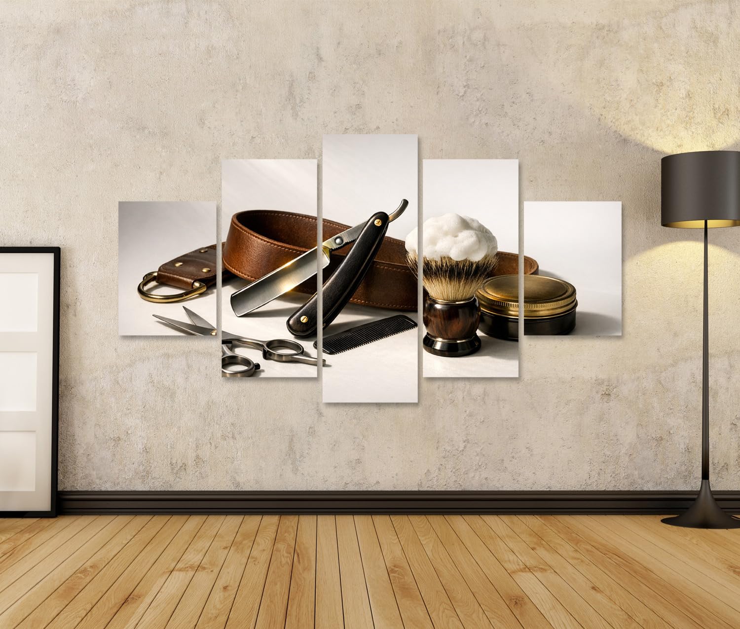 islandburner Bild auf Leinwand Hochwertige Barbershop Utensilien Set für perfekte Rasur - 5-teilig