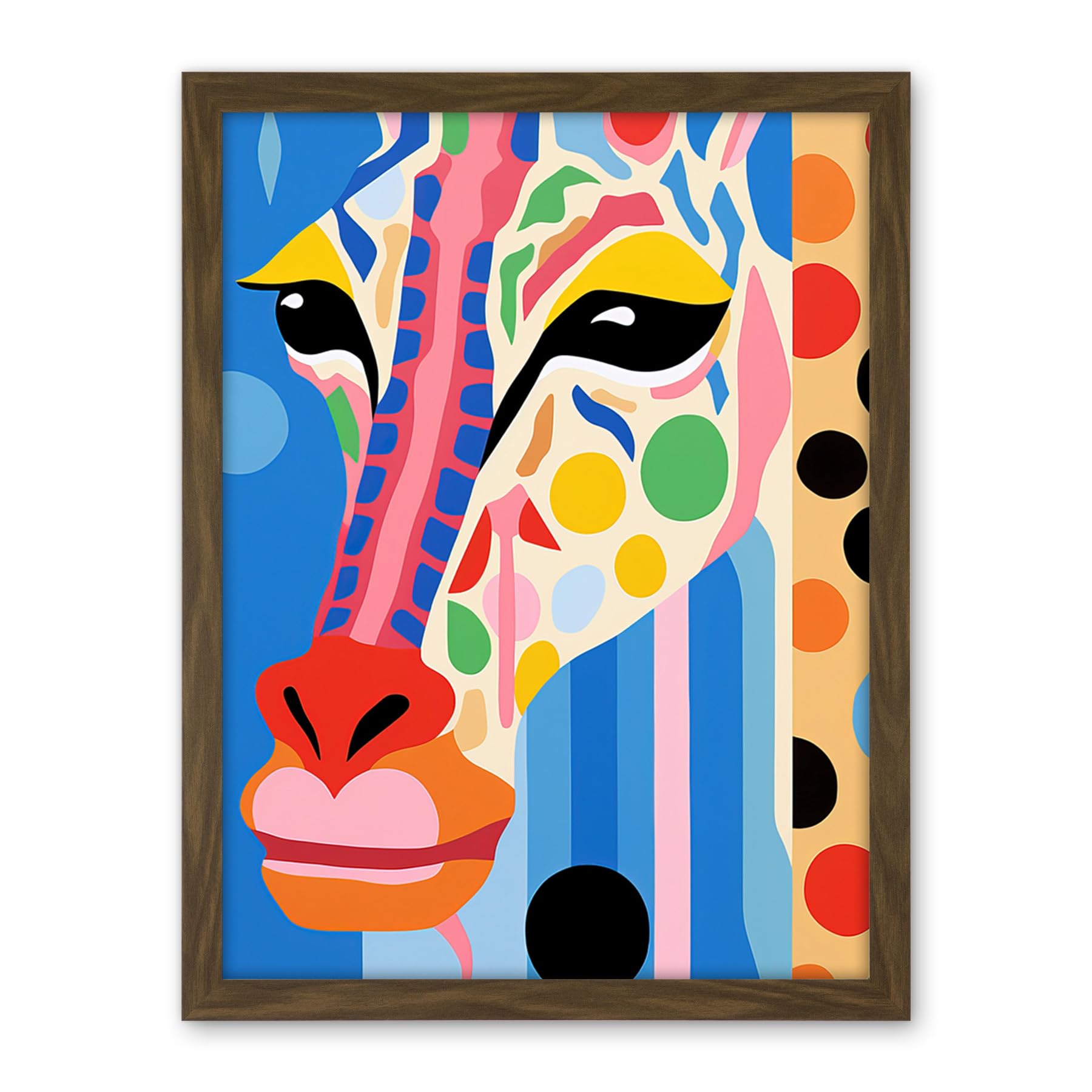 Artery8 I Woke Up Like This Giraffe Henri Matisse Style Artwork Vibrant Abstract Portrait Artwork Framed Wall Art Print 18X24 Inch