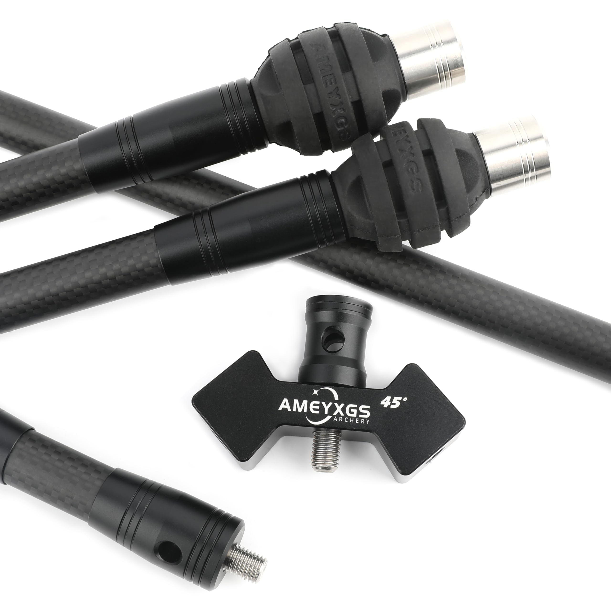 AMEYXGS Ensemble de stabilisateurs d'arc de tir à l'arc 10/12/25/30/71/76,2 cm, barre d'équilibre en carbone 3K avec stabilisateur en caoutchouc et poids pour arc recourbé et arc composé