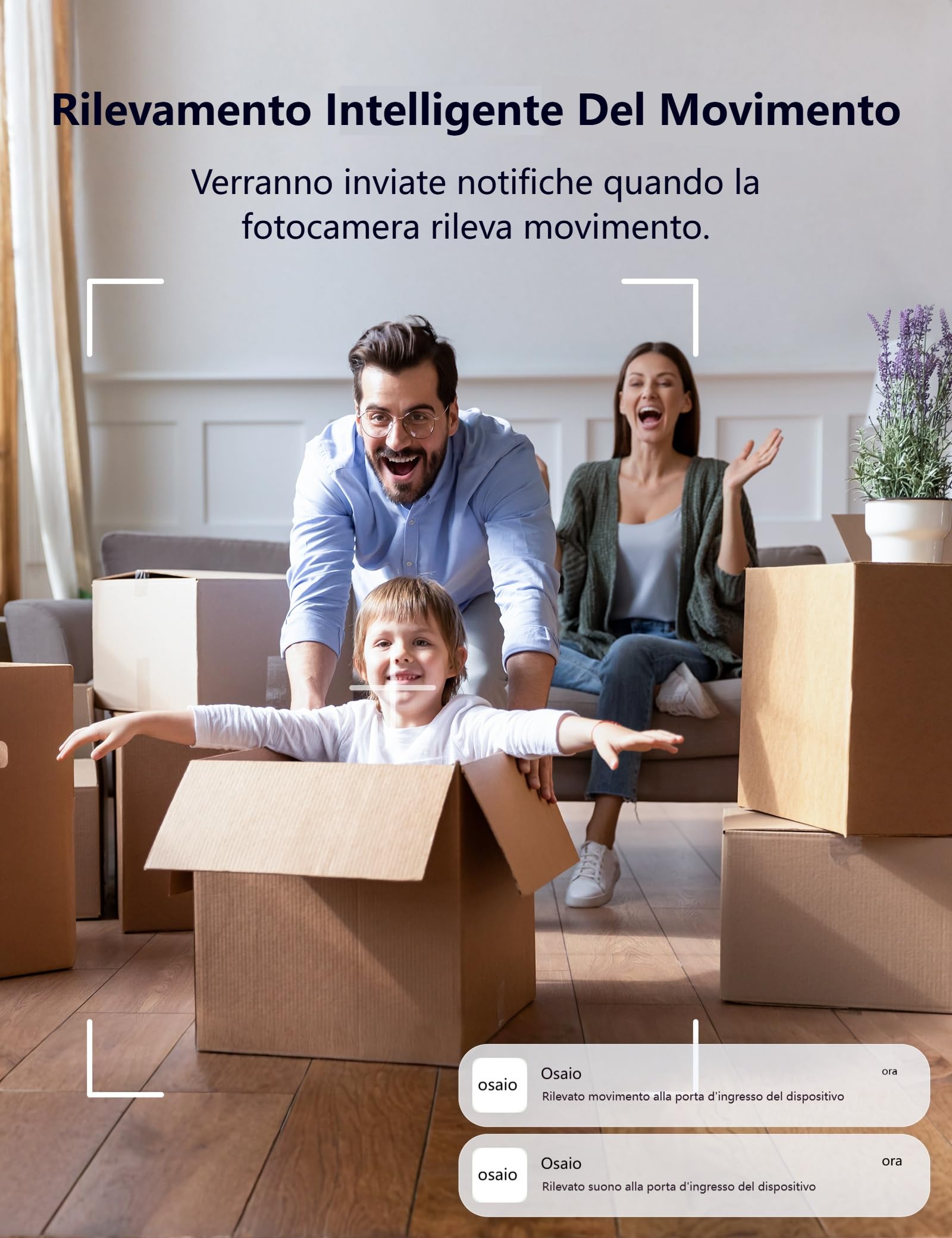 GNCC 2K Telecamera WiFi Interno 2.4/5GHz Visione Notturna Nero(Pack da 4)