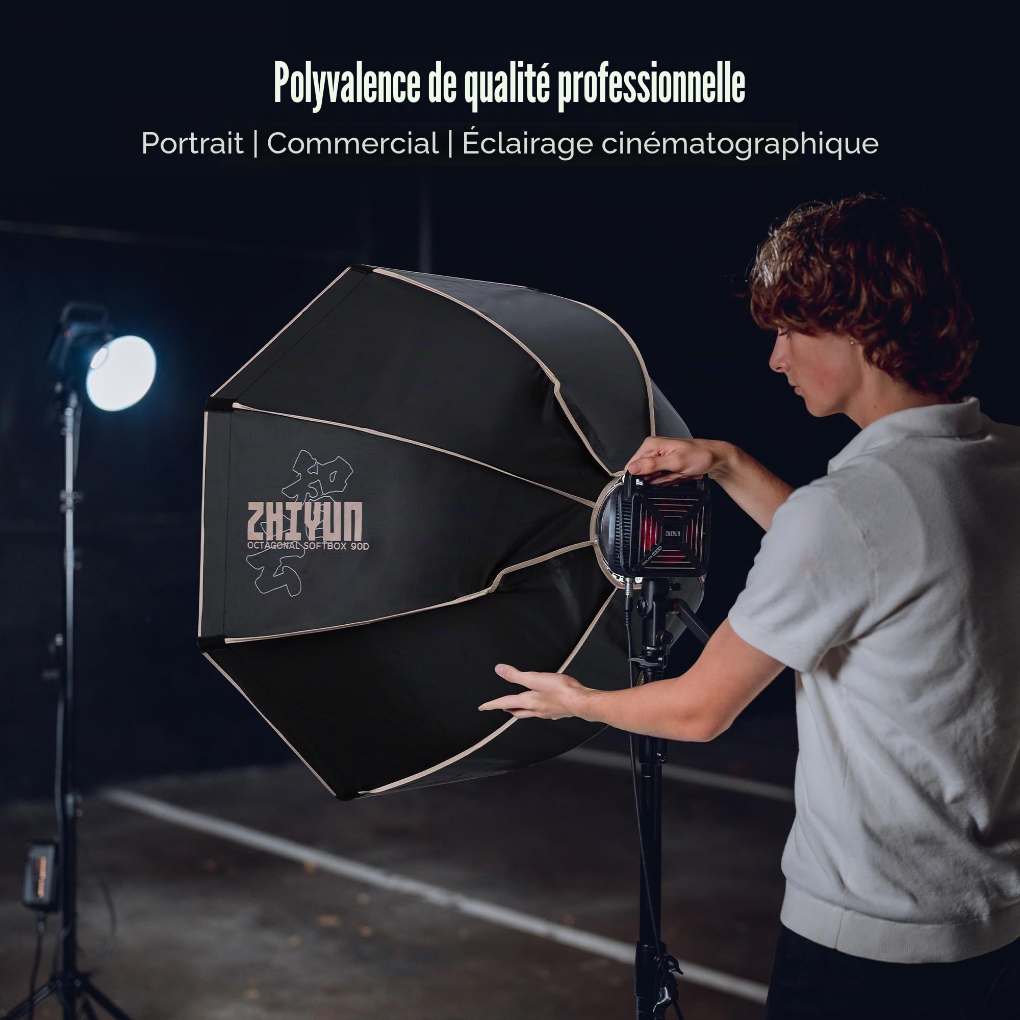 ZHIYUN 35"/90cm Softbox Octogonale, Softbox Bowens à Dégagement Rapide avec Grille en Nid d'abeille, Diffuseurs de Lumière pour ZHIYUN MOLUS G300 G200 B100 B200 B300 B500