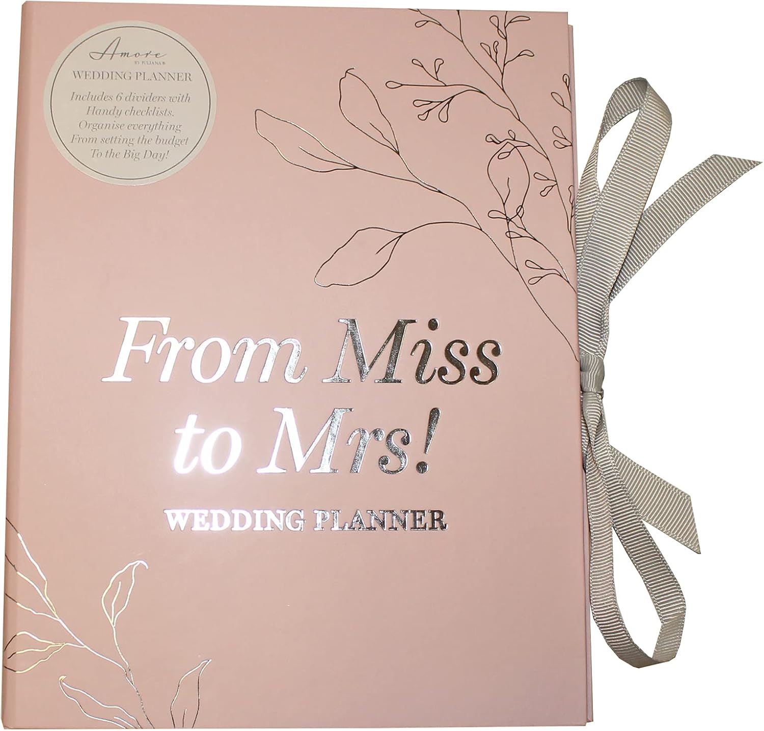 2019 Wedding Planner Diary Organiser Book - Pink & Silver - from Miss to Mrs!, 21cm x 17cm x 5cm