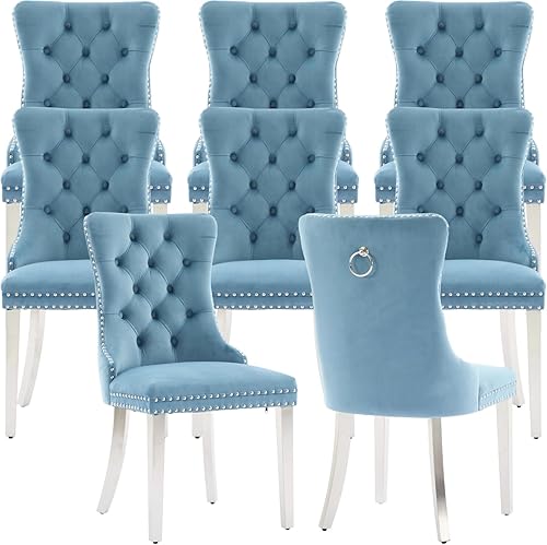 Miniatura 30 de Juego de 4 Sillas de Comedor Modernas de Mediados de Siglo, Tapizadas en Terciopelo Beige con Espuma Rellena, para Cocina y Comedor, con Patas de