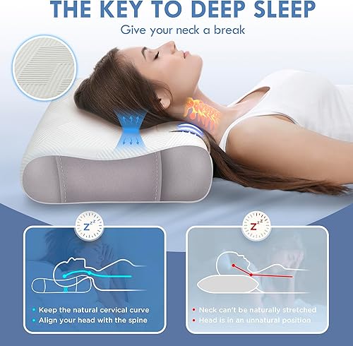 Miniatura 2 de YISHAN Almohadas de tracción de contorno de espuma viscoelástica cervical para dolor de cuello, almohada ortopédica ergonómica de apoyo para dormir